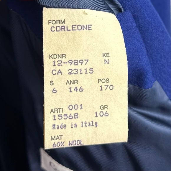 Vintage 1990's ‘BOSS by Hugo Boss' Wool Cashmere Peacoat in Cobalt Blue • Medium - Picture 11 of 11